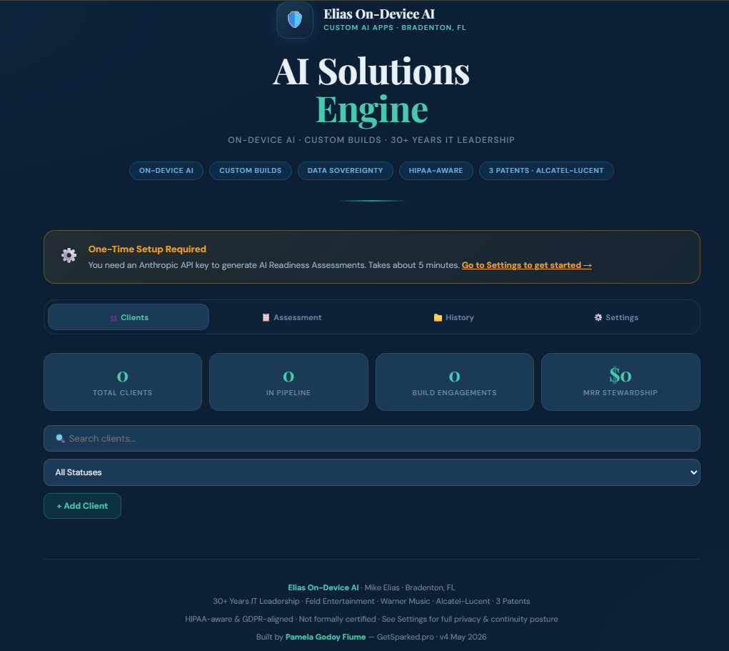 Elias On-Device AI — Solutions Engine website preview