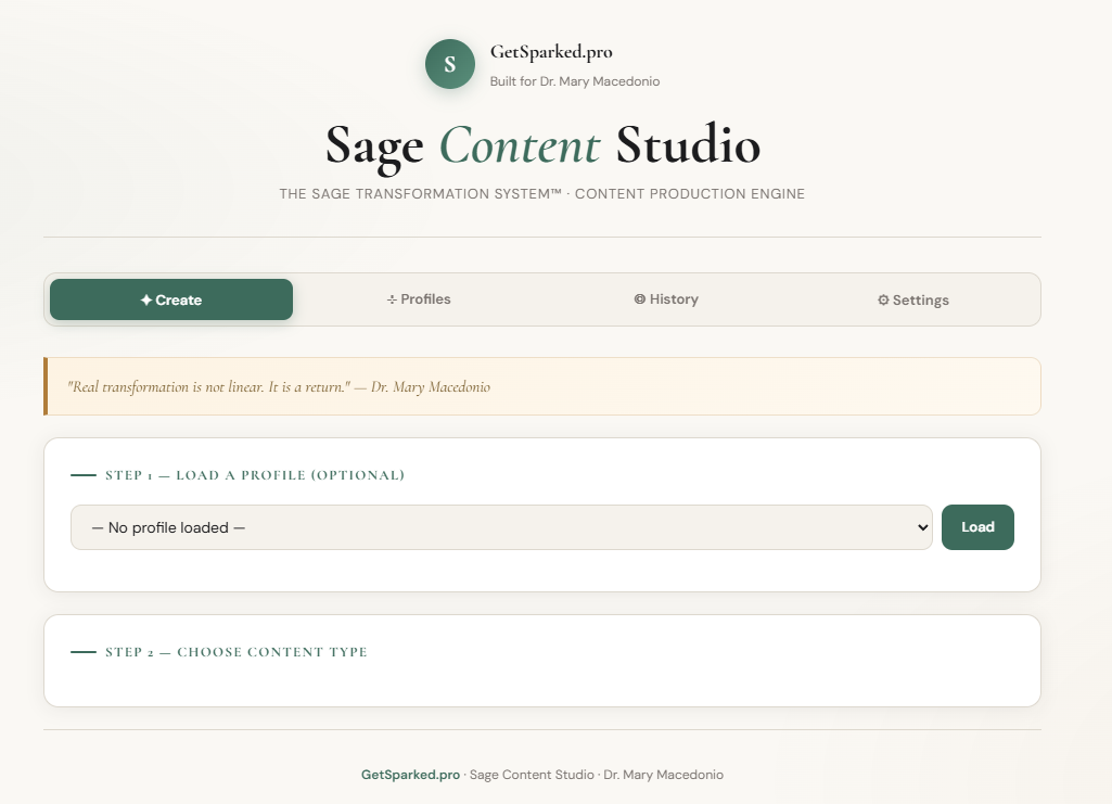 Sage Content Studio website preview