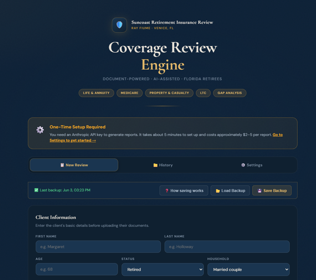 Suncoast Retirement Insurance Review website preview